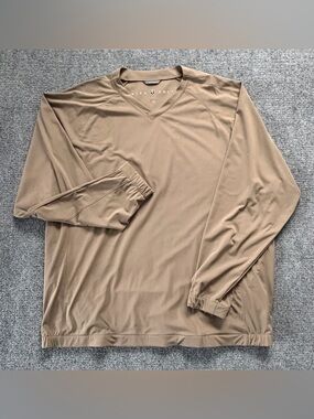 Nike Golf Pullover Mens XXL Tan V Neck Dri Fit Long Sleeve Lightweight Athletic